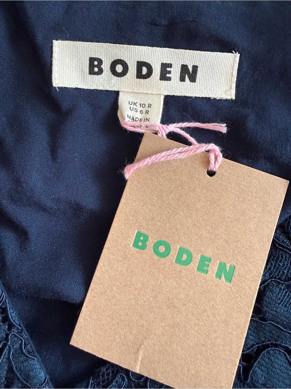 Boden Lace Plunge Neck Panel Dress Navy Size 6 NWT - Picture 11 of 14